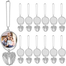 SWEWARM 12 Pack Angel Wing Sublimation Keychains, Double Sided Heat Transfer Pendants with 24 Aluminum Sheets, Car Accessories and Craft Kit