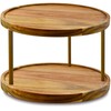 14" Two-Tier Acacia Wood Lazy Susan Organizer Kitchen Turntable for