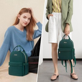 LOVEVOOK Small Backpack Women's Small City Backpack Handbag 2 in 1 Waterproof Daypack with USB Mini Backpack Women Elegant Casual Daypack for Travel Leisure Shopping Work, Green, Casual