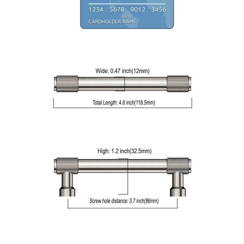 9BUILD 10 Pack Knurled Cabinet Pulls 3.75 Inch Brushed Satin