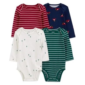 Carter's Baby 4-Pack Long-Sleeve Bodysuits (Holiday, 9 months), Holiday, 9 Months
