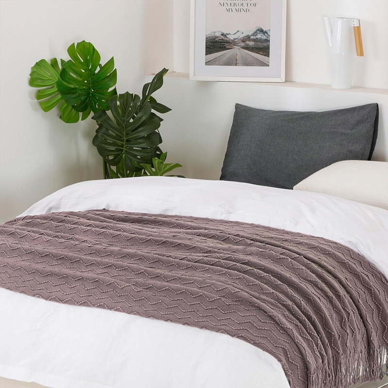 BOURINA Textured Solid Soft Sofa Throw Couch Cover Knitted Decorative