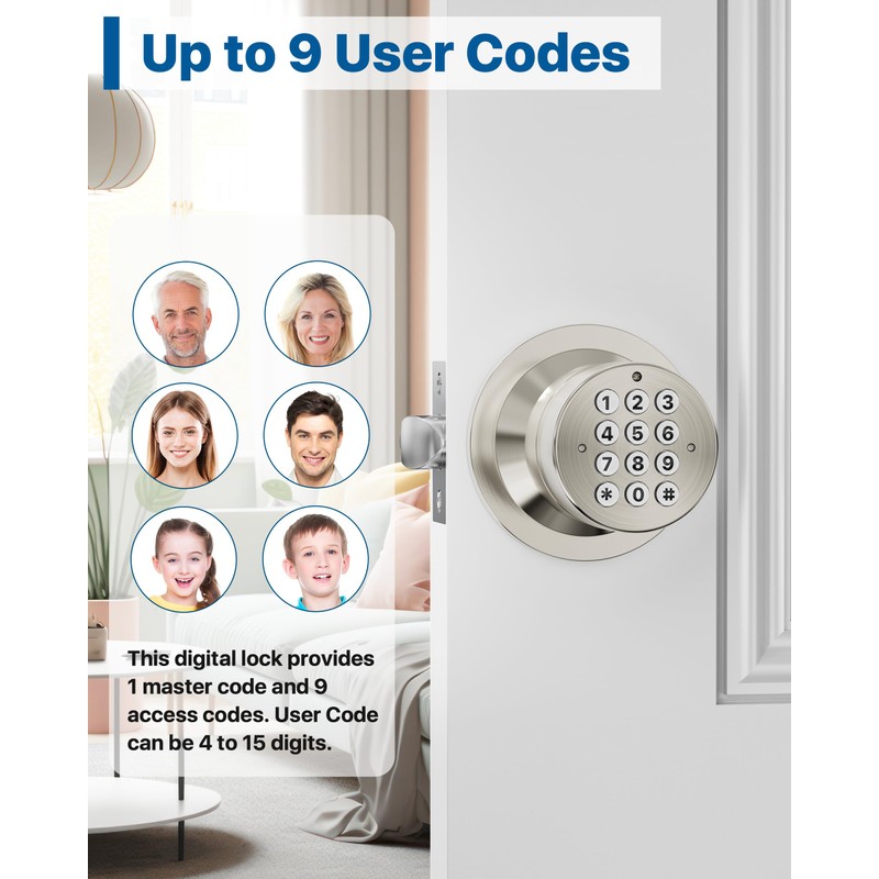 Keyless Entry Lock with Code, Digital Door Knob with Keypad