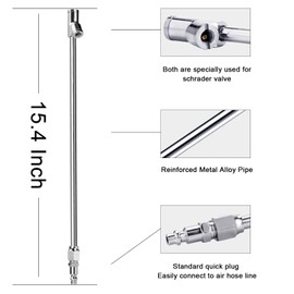 LUMITECO Conexión de 2 vías, juego de portabrocas de aire extendido de 13.8 pulgadas, FNPT de pie recto de doble cabeza para inflar neumáticos con enchufe rápido estándar, kit de llenado de compresor de aire de neumáticos para camiones RV Dually neumátic