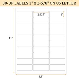 Address Labels for Inkjet Printers 1" x 2-5/8", Pack of 3000 Labels