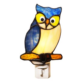 HUIMIEJU Colored Glass Owl Night Light, Children's Room Animal Night Light, Wall Plug in Tiffany Glass Owl Light