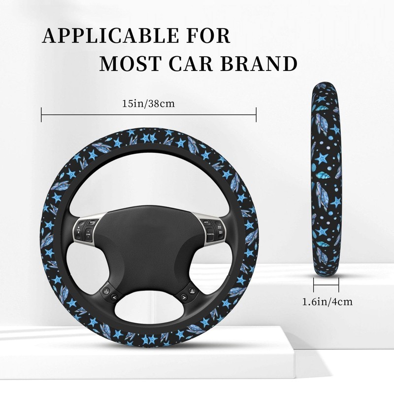 Sea Turtle Steering Wheel Cover for Women Elastic Rubber Steering