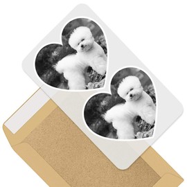 Awesome 2 x Heart Stickers 10 cm - BW - White Bichon Frise Puppy Dog Fun Decals for Laptops,Tablets,Luggage,Scrap Booking,Fridges #36484