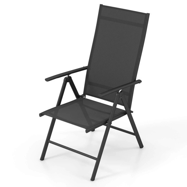 Costway Patio Folding Dining Chair with 7-Level Adjustable High Backrest