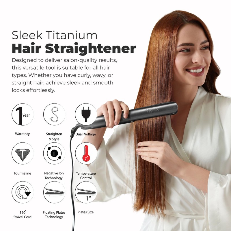 Joya Mia Allure 1" Oxidation Titanium Hair Straightener - Portable,