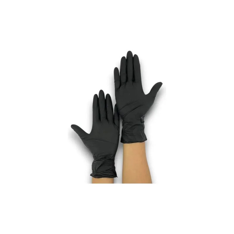 Guantes Descartables Antideslizantes Ambiderm Nitrilo Color Negro Talle Extra Chica