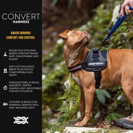 EzyDog Convert Trail-Ready Outdoor Adjustable Dog Harness - Perfect for Hiking, Walking, and Doubles as a Service Dog Vest - Superior Comfort Design with a Durable Traffic Handle (X-Large, Burgundy)