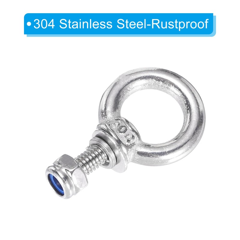 PATIKIL M4 x 10mm Lifting Shoulder Eye Bolts Set of