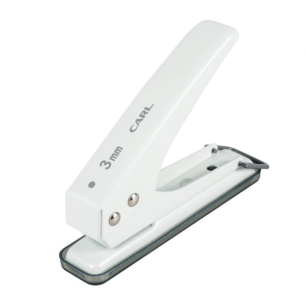 Carl SD-130-W Office Machine, Hole Punch, 1 Hole, 0.1 inch (3 mm), 18 Pieces, White