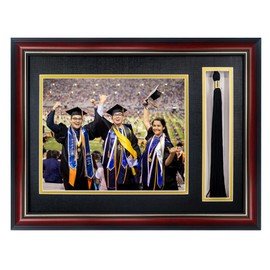 Graduation Picture Frame 8x10 with Tassel Holder, Class of 2024 Shadow Box Graduation Decoration Gift, Mahogany Photo Frame