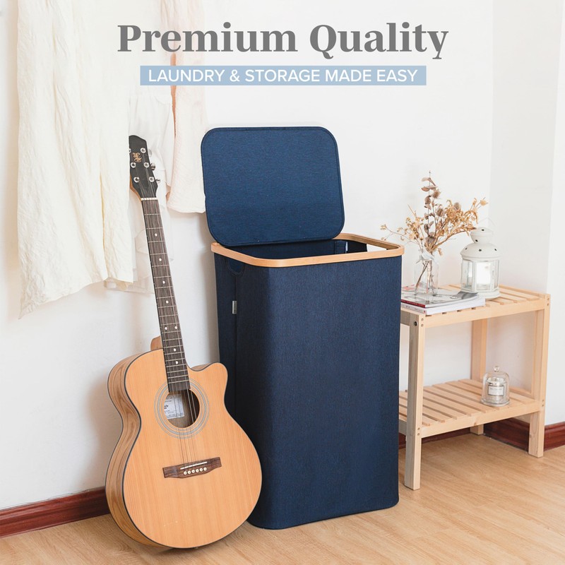 LONBET Laundry Basket with Lid, Made from Breathable Fabric |