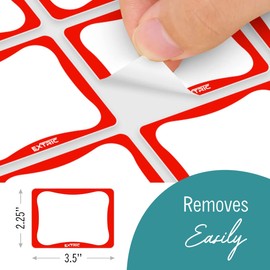 Plain Name Tag Stickers, White with Red Border Name Tag Labels, 100 Count 2.25 x 3.5 inch, for Office, School, Events