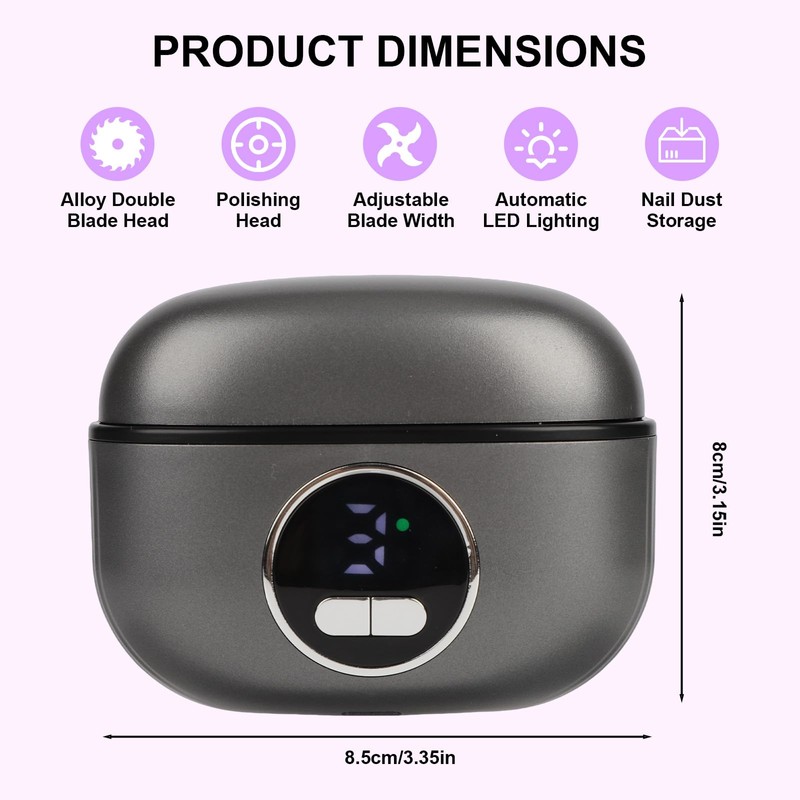3-in-1 Electric Nail Clippers and Nail Files with LED Light