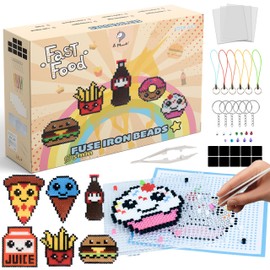 La Manuli Ironing Beads Set 4000 Pieces 5 mm Beads 10 Colours 2 Peg Plates Pendants Fridge Magnets Ironing Beads Set with Fun Pattern DIY Toy for Girls and Boys