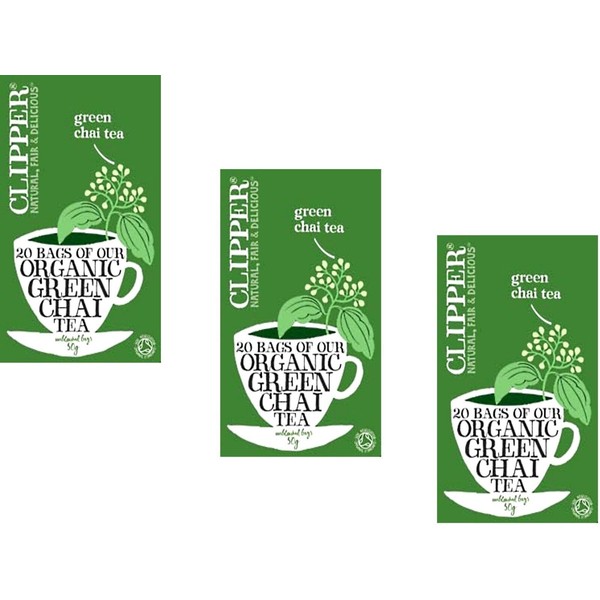 3 x 20 tea bags CLIPPER TEAS Organic Green Chai ( 60 tbags)