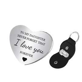 YEEQIN Pocket Hug Token Gifts For Women Nana Mom Inspirational Gift For Daughter Granddaughter Friends Christmas Birthday Gifts Heart Hug Token With Leather Keychain (to my daughter)