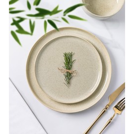 TheTerra Ceramic Dinnerware Sets for 4, 12 Pieces Handmade Reactive Glaze Plates and Bowls Set, Scratch Resistant Dish Set, Oven & Microwave & Dishwasher Safe