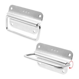 Jiozermi 4 Pcs Chest Handles, 3 Inch Pull Handles with Screws, Stainless Steel Foldable Pull Ring Handle for Toolbox, Heavy Duty Surface Mount Case Handle, Silver