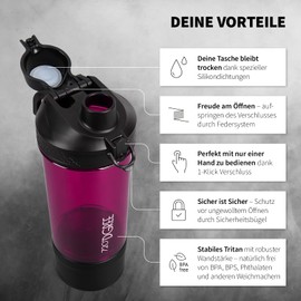 720°DGREE Fitness Shaker "uberShaker" - 550 ml - Premium Protein Shaker with Powder Compartment - Leak-Proof, BPA-Free - Shaker Cup, Mixing Cup for Creamy Protein Shakes, Gym, Workout, Nutrition
