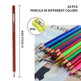 Colouring Pencils Set of 24 with 1 Pencil Sharpener, Colouring Pencils Set with 24 Colours, Hexagonal Colouring Pencils, Colouring Pencils Thick, Wooden Pencils, Coloured Pencils in Cardboard Case,