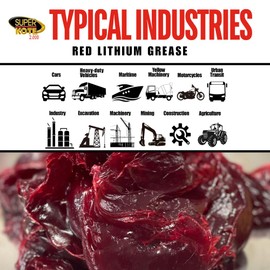 Lithium Grease Superkote 2000 / Cartridge/NLGI 2 / Multipurpose/Lubricant/EP/High Temp/Industry/Construction/Automotive/Red Grease / 1 Pack / 397gr -14oz