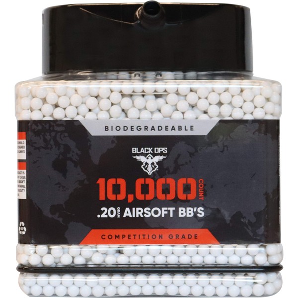 Black Ops Biodegradable Airsoft BB's, 10,000 Count .20g, 6mm