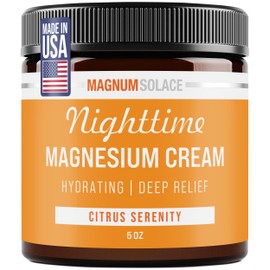 Magnum Solace Nighttime Magnesium Cream – Soothing Relief & Relaxation, Highly Concentrated Magnesium for Muscles & Joints – Apply to Legs or Feet Before Bed – Skin-Friendly