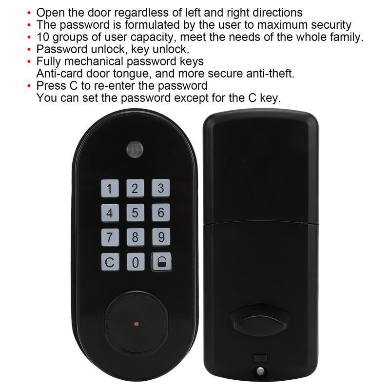 Digital Keyless Entry Door Lock Keypad Password Key Unlock Waterproof