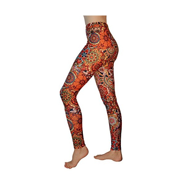 Comfy Yoga Pants - High Waisted Yoga Leggings with Bohemian Print - Extra Soft - Dry Fit (Happiness, One Size)