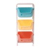 Kids Toy Box Storage Organizer 3-Tier Utility Rolling Cart with