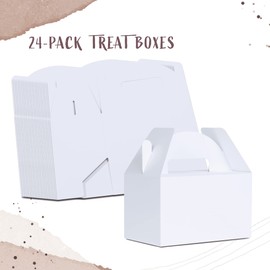 MATICAN Party Favor Boxes - 24 White Gable Boxes, 15 x 9 x 9 cm