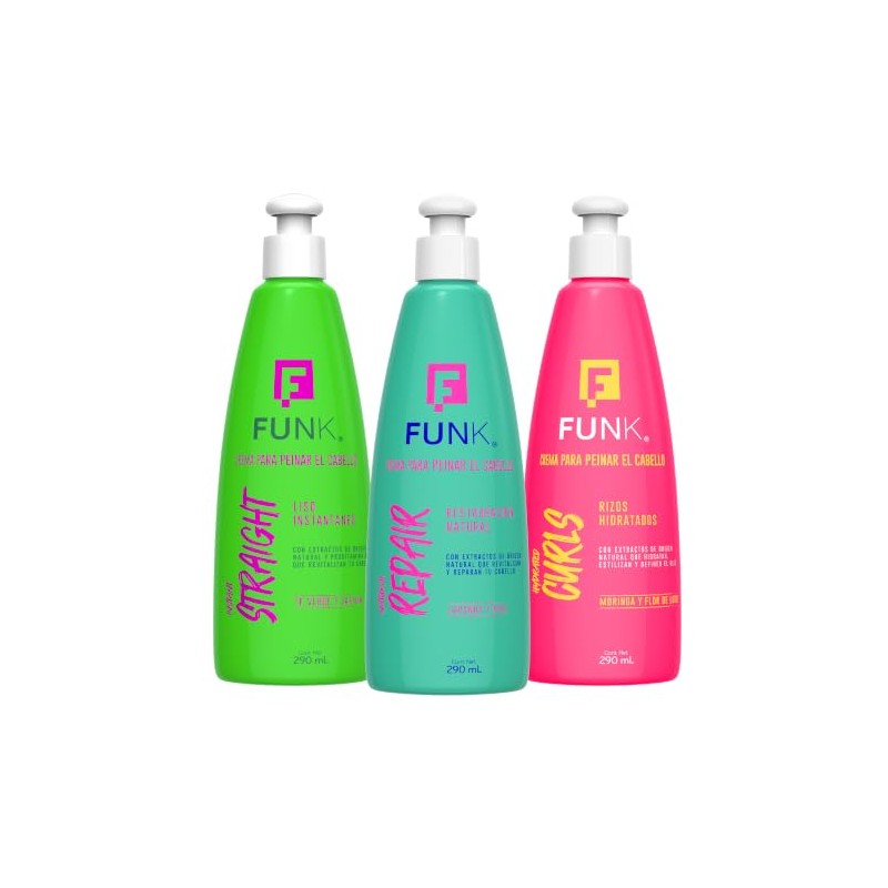 Funk, Crema para Peinar Cabello Liso, 290 ml