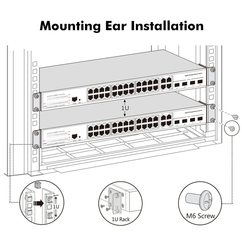 Adjustable Rack Mount Kit for 19 inch Switch, Rack Ears