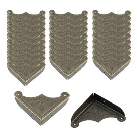 T Tulead Box Hardware Vintage Corner Protector Cabinet Brackets Bronze Iron Table Corner Protector 2.2"x2.2"x0.5" 30-Pack with Mounting Nails