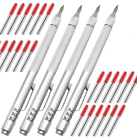 NEPAK 4 Pack Metal Scribe Tool,Tungsten Carbide Scriber Pen with Magnet, for Machinist,Engraving,Welding(with 24 Marking Tips)