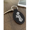 LaserGram Oval Soft Faux Leather Keychain with Motorcycle Design, Laser