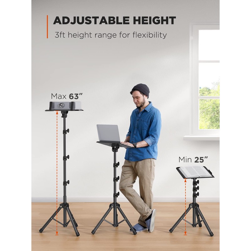 AMADA HOMEFURNISHING Foldable Projector Tripod, Multipurpose Laptop Stand with Removable