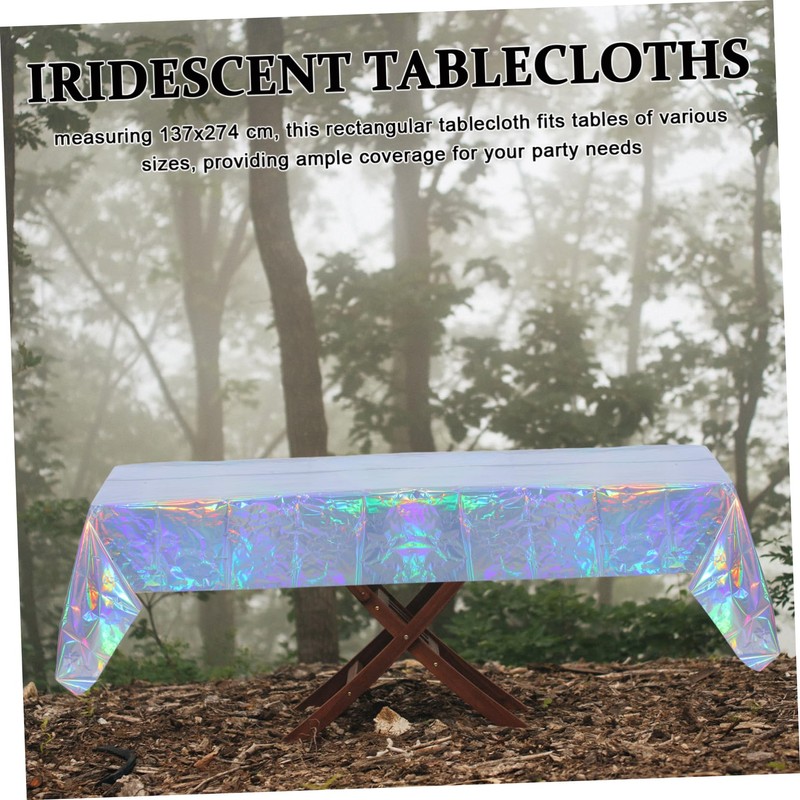 KONTONTY Plastic Tablecloth Set Iridescent Foil 4pcs Perfect for Wedding