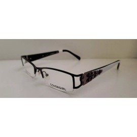 COVERGIRL Womens Covergirl Eyeglasses CG0394-01 Black White Rectangle Half Rim 51 18 135