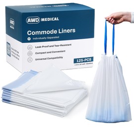 125 PACK Commode Liners - Adults Commode Bag Compatible with Most Toilets - Portable Commode Liners for Home, Hospital, Travel, & More - Disposable Bedside Toilet Liner Bags for Adult Potty Chair