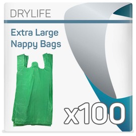 Drylife Scented Large Nappy Disposal Bags | Easy & Hygienic Disposal, Mask Unpleasant Odours, Suitable for Large & Heavy Incontinence Products (1 Pack of 100)