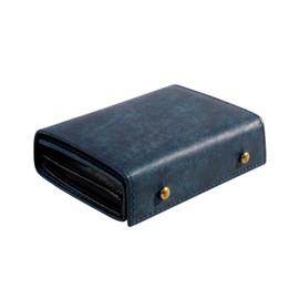 Aerokyo Men's Bi-Fold Wallet, Italian Leather, Pueblo Box-Type Wallet, Genuine Leather, Nume Leather, Box-Shaped Coin Purse, Bill Folding Card Case, Mini Wallet, Compact, Small Wallet, Large Capacity