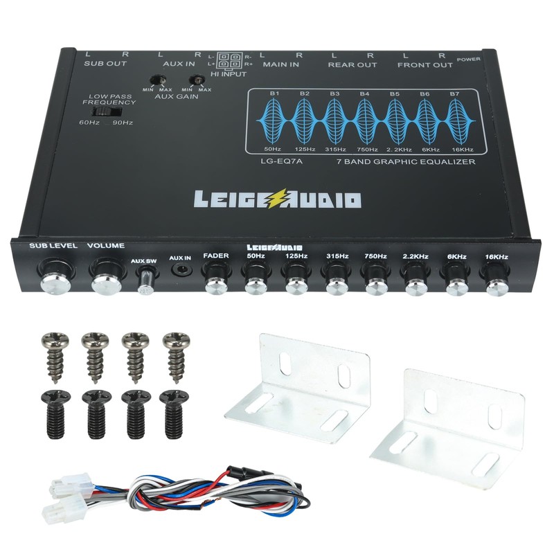 LEIGESAUDIO LG-EQ7A 7-Band Car Audio Graphic Equalizer with Front 3.5mm