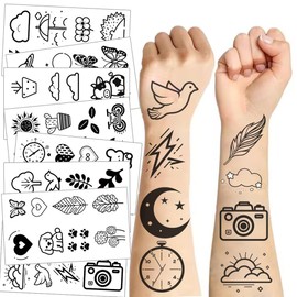 Black and White Temporary Tattoos for Kids, 90 Pcs Bulk VSCO Tattoos for Boys and Girls Prizes Assorted Goodies Party Favor for Kids Goody Bag Stuffers 10 Sheets