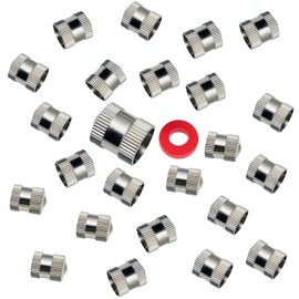 Brass Tire Valve Caps (25 Pack) Heavy-Duty Stem Covers | Dust Proof, with O Rubber Seal | Chrome Brass | Easy Install, Leak-Proof Air Protection | Light-Weight Caps(Silver) (Round)